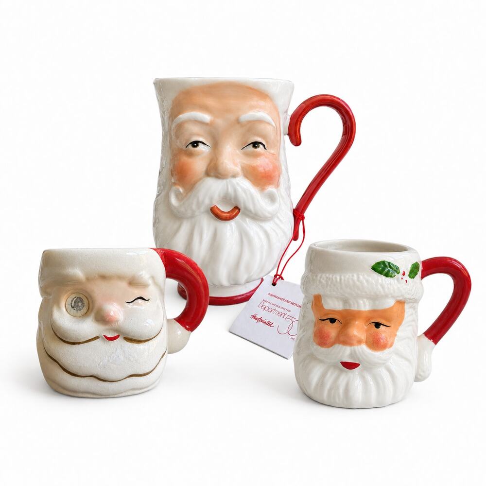 Department 56 Large Santa Mug NWT + 2 Bonus Santa Mugs